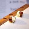 New Brown Beige Square Women's Stud Earrings Imitaiton Stone Exquisite Small Earrings for Girls Unusual Ear Jewelry