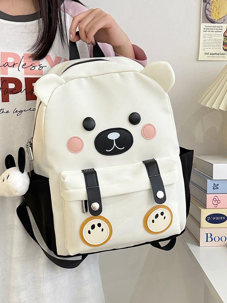 New Student Schoolbag Fashionable Large Capacity Backpack Cute Cartoon Bear Campus Class Backpack