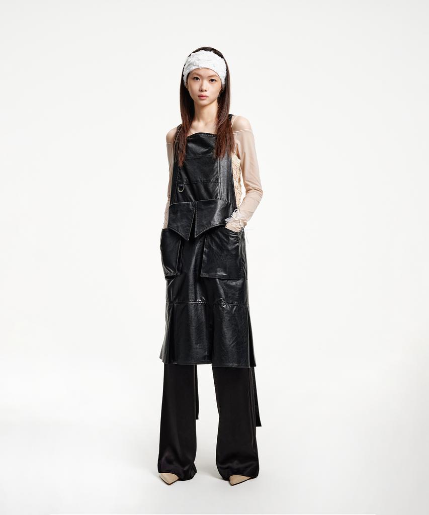 Eipeuleonwei Leather Fold Apron Dress