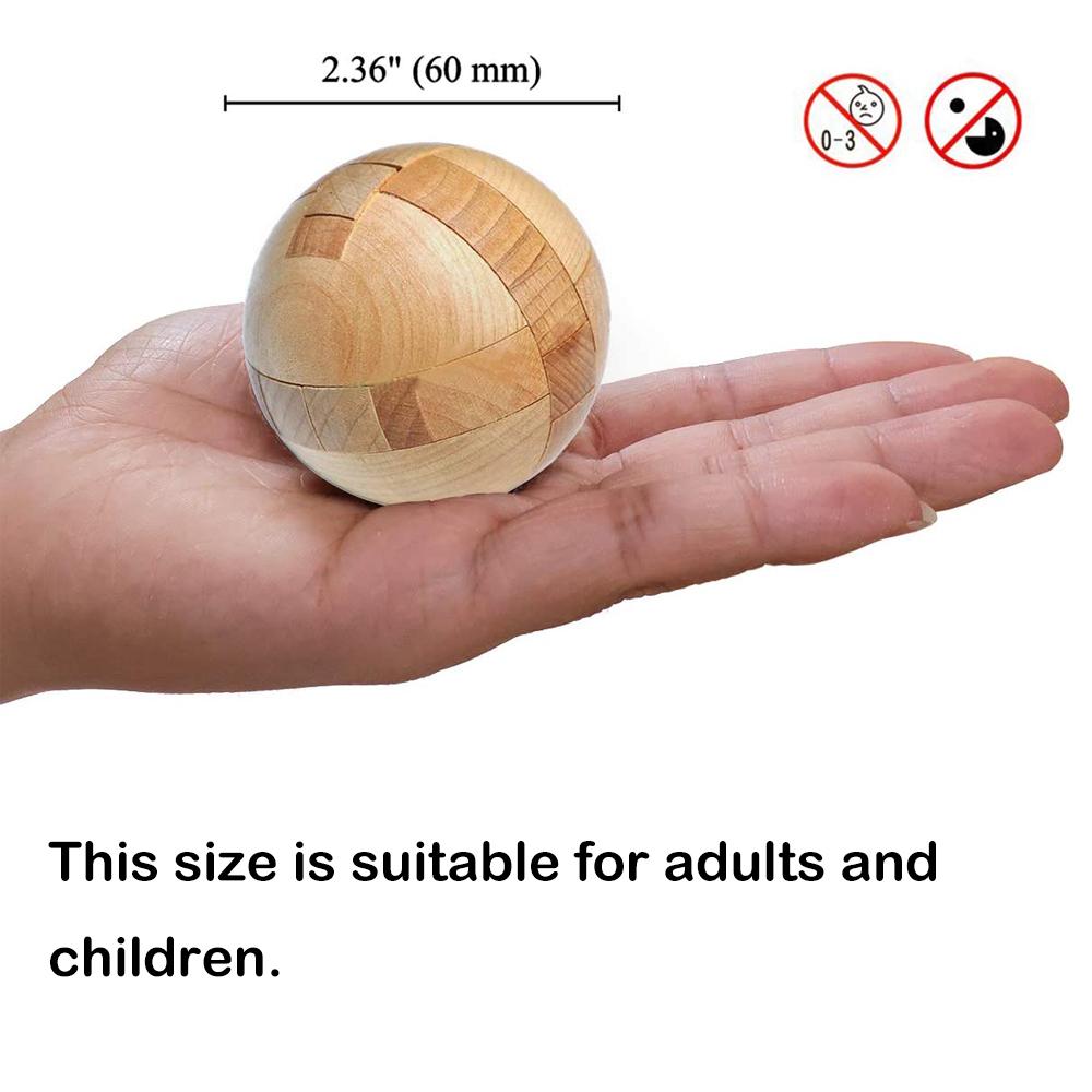 Lucchetto di Kongming in Legno, Puzzle 3D a Forma di Sfera, Giocattolo di Intrattenimento per la Mente, Puzzle Sferici per Adulti e Bambini