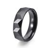 Ins Style Men's 6MM Arc Faceted Geometric Design Black Ceramic Ring Minimalist Jewelry  Available
