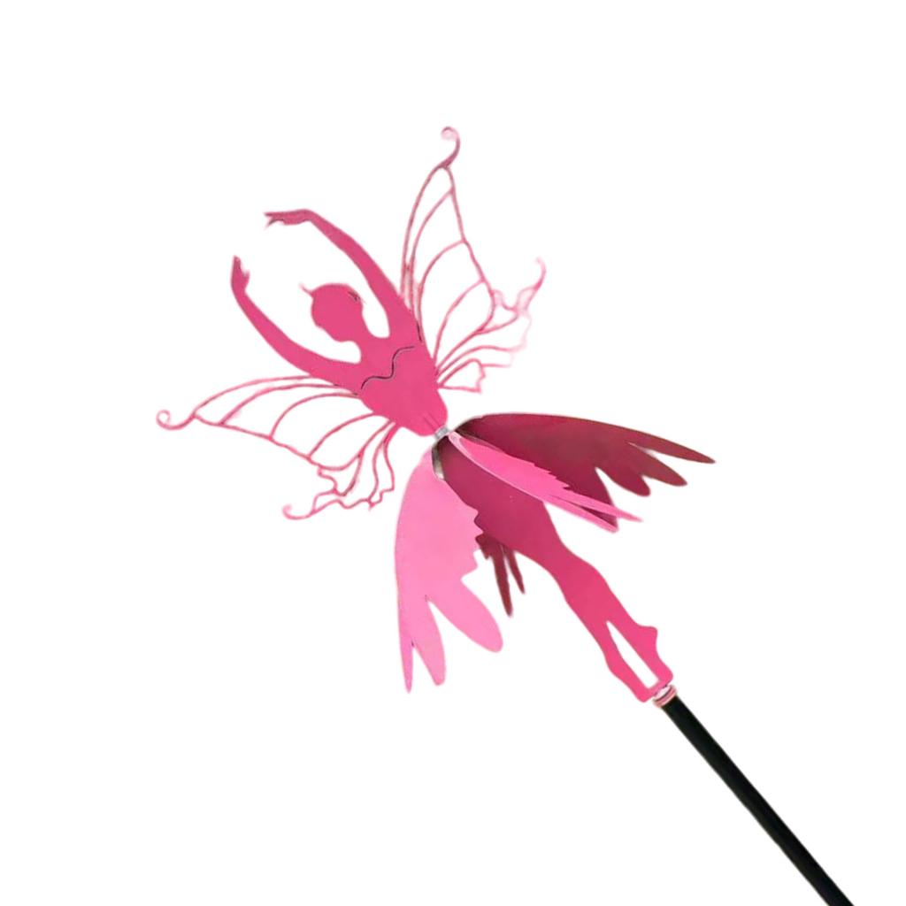 Gartenspinner, Blumenfee, tanzende Windspinner inmitten von Gartenpfählen, Fee, Ballerina, Metallornament für Outdoor-Zubehör