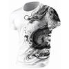 T-shirt da uomo con stampa drago 3D, estiva, casual, da uomo, da strada, per sport all'aria aperta, a maniche corte, alla moda urbana.