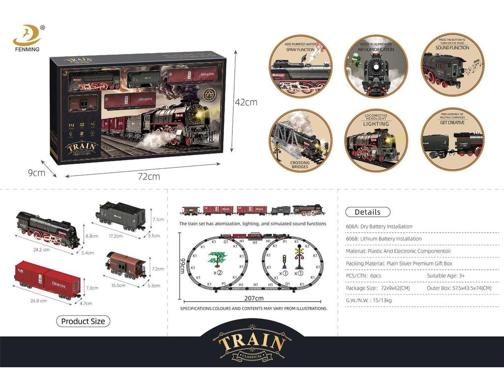 Retro Zestaw Torów Kolei Parowej - Elektryczna Zabawka dla Dzieci