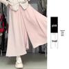 2025 White Ice Silk High-Waist Textured Culottes - Women's Summer Chiffon Wide-Leg Pants, Small Size