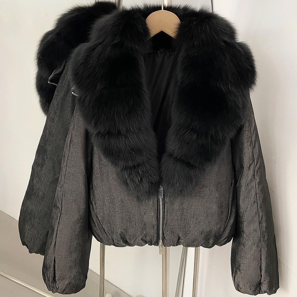 European and American winter new natural real fox hair duck down jacket short stand-up collar thickened warm jacket
