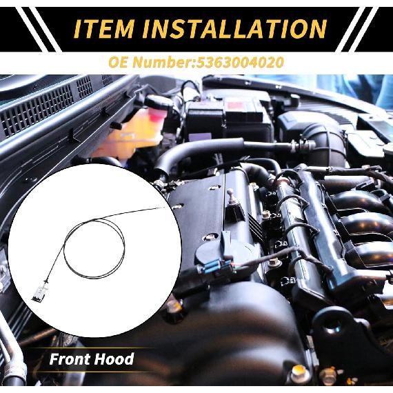 1 Pcs Hood Latch Release Cable for Toyota Tacoma 1996-2004 Front Hood Release Cable Hood Lock Control Cable No.5363004020 Black