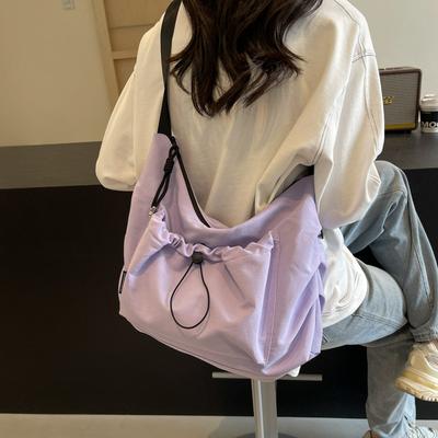 Large Capacity Pleated Bag Light and Casual Shoulder Versatile Messenger Bag Class Commuter Tote Bag Women