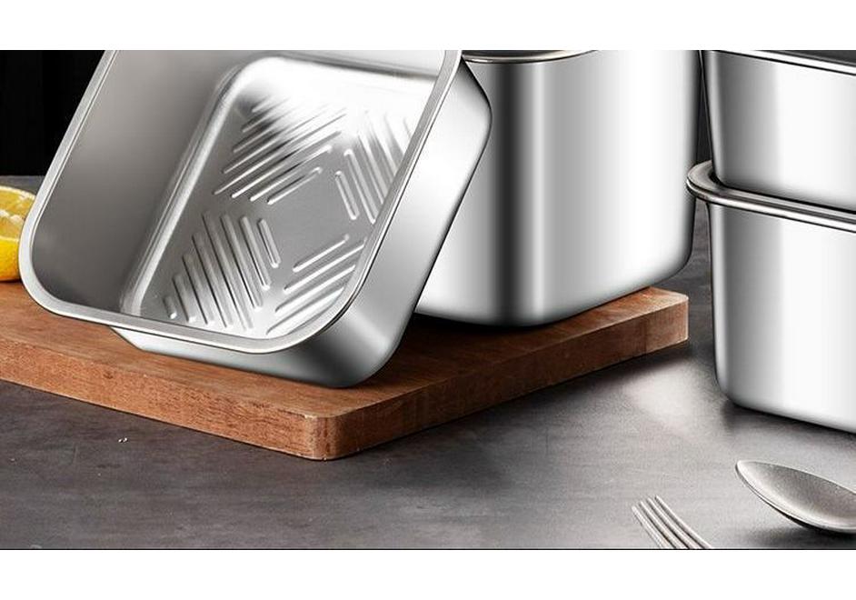Edelstahl Lebensmittelqualität Bento-Box mit Deckel - Quadratischer, versiegelbarer Aufbewahrungsbehälter