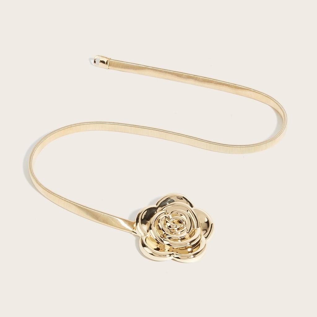 Cinturón Metálico de Resorte para Mujer con Cadena de Doble Anillo para Estilizar Vestidos y Camisas