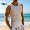 Men Activewear Summer Tank Top Ribbed O-Neck Sleeves Shirt Breathable Solid Stretch Color Slim Fit Casual Gym Sports T-shirt Moisture-wicking