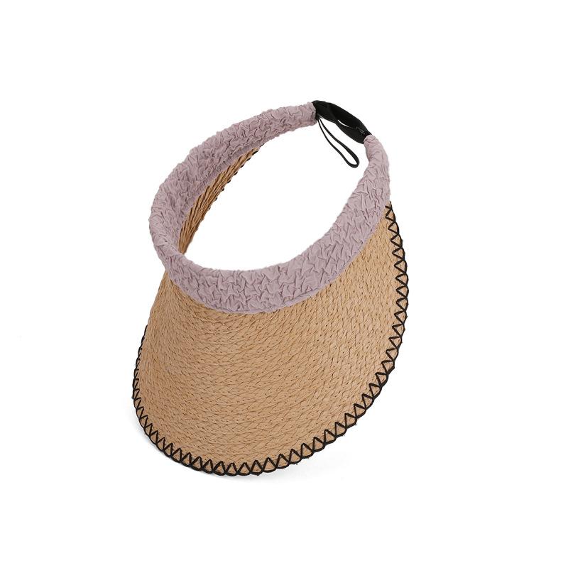 Summer outdoor big-brimmed sun hat versatile fashion empty top hat cool straw hat children travel vacation sun protection hat