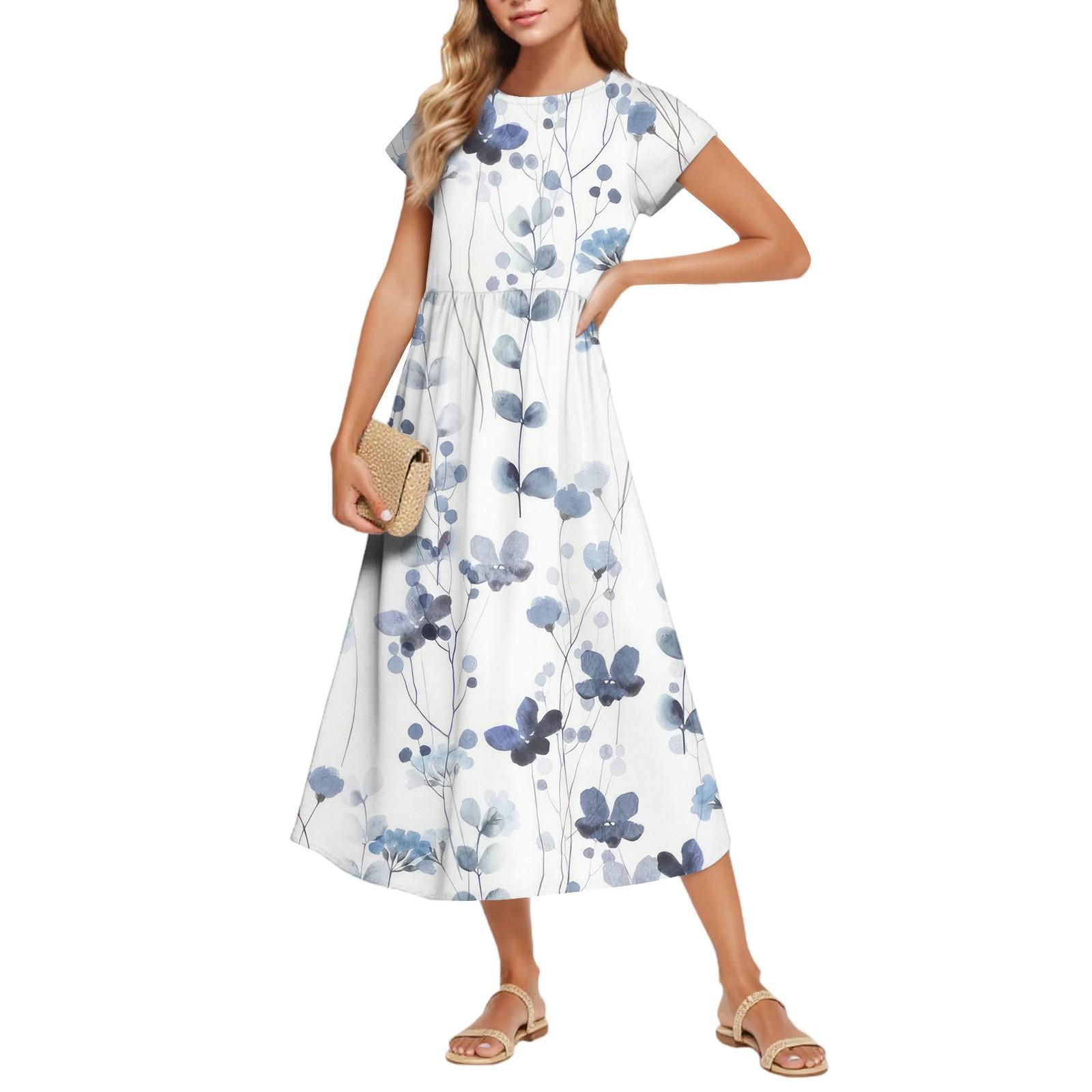 

Женские Модные Темпераментные Элегантные Платья с Цветочным Принтом и Завышенной Талией в Повседневном Стиле L