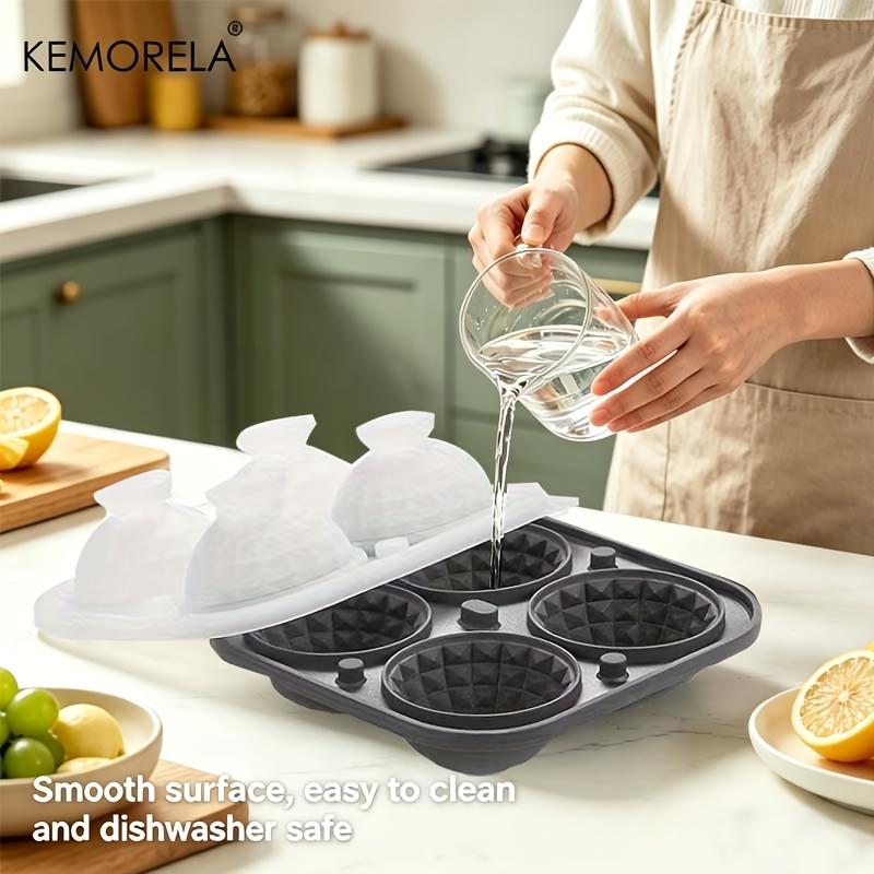 3D Silicone Crystal Spherical Ice Cube Mold With Funnel Mold Spherical Silicone Ice Cube Mold for Cocktail Whiskey Drink Brandy