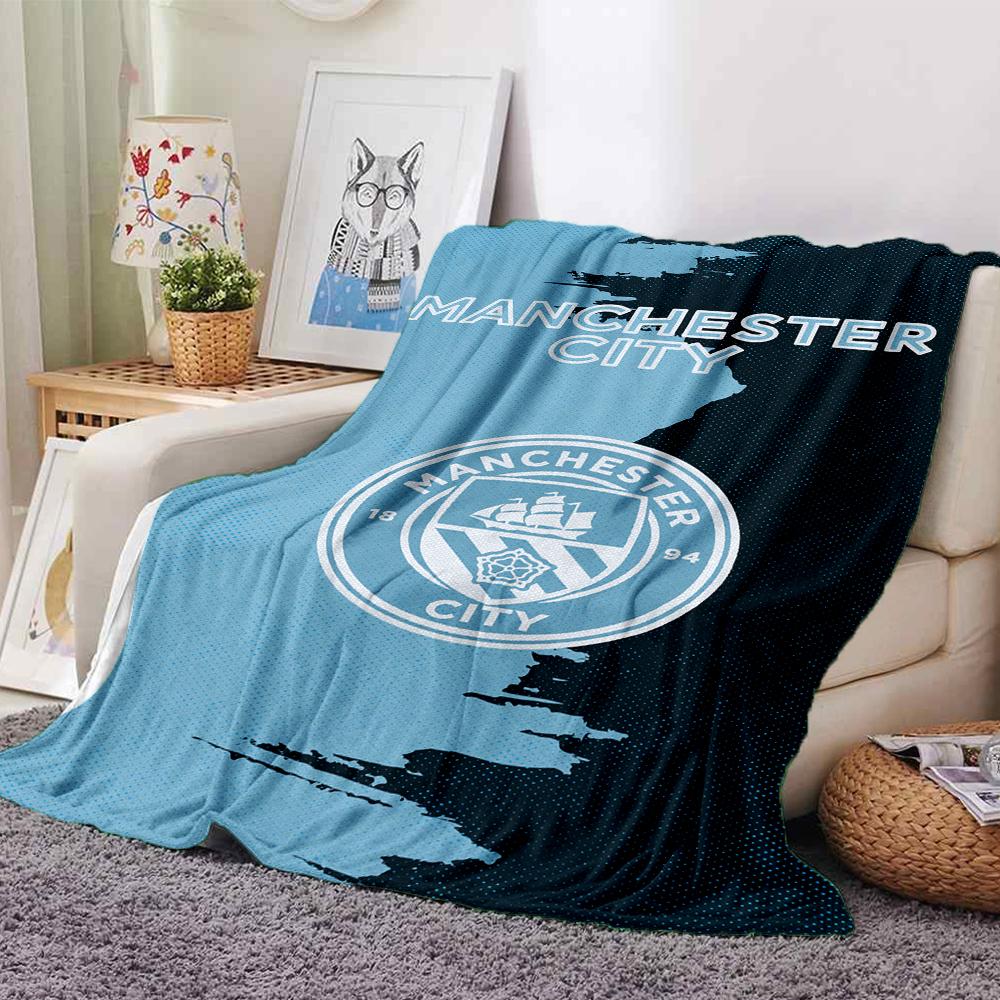 Manchester City Wappen Decken Flanell Bedruckt Atmungsaktiv Warm Überwurfdecke für Zuhause Büro Bettwäsche 0708a9