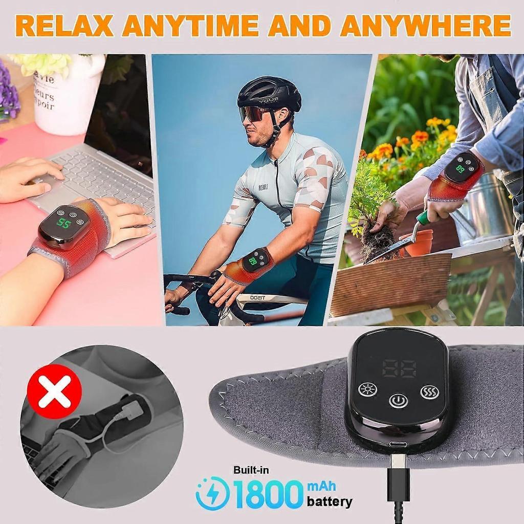 Wireless Wrist Heating Pad with 5 Heat Levels and 3 Vibration Modes, Rechargeable Heating Pad for Work, Travel and Exercise, Fits Left and