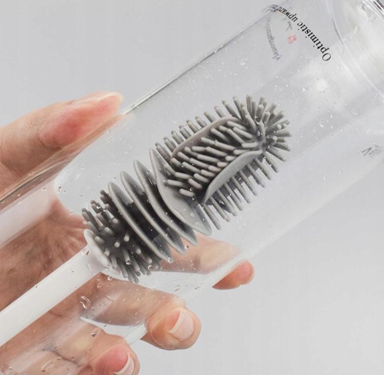 Silicone brush for washing bottles and glasses