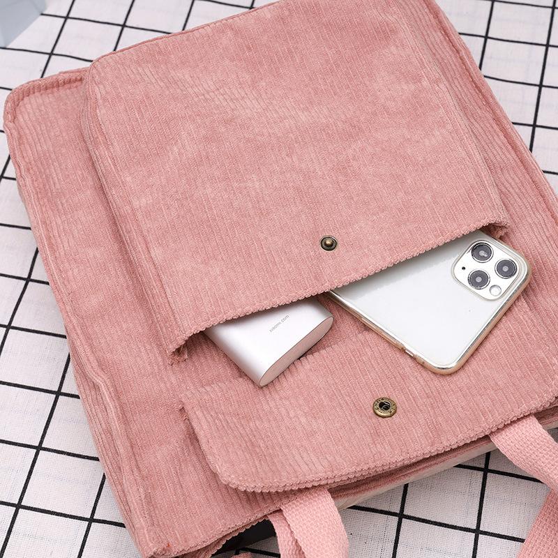 Retro Corduroy Women Handbags Large Capacity Messenger Totes Ladies Fashi Simple Designer Zipper Shoulder Wild Cloth Bag