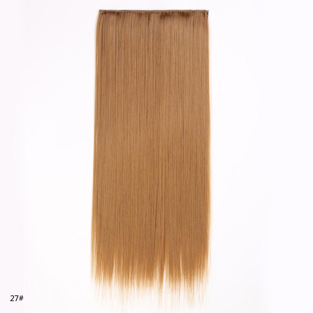 Synthetic Hair Extension Clip Ins One Piece With 5clips Long Straight Hair Brown Blonde Color For Women Daily Use