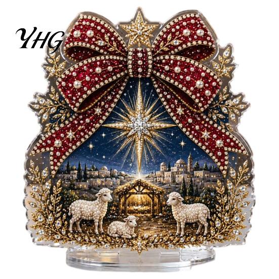 Holiday Table Decorations for Party Christmas Faux Diamond Painting Tabletop Ornaments, Beginner-Friendly DIY Acrylic Rhinestone Art Ornaments