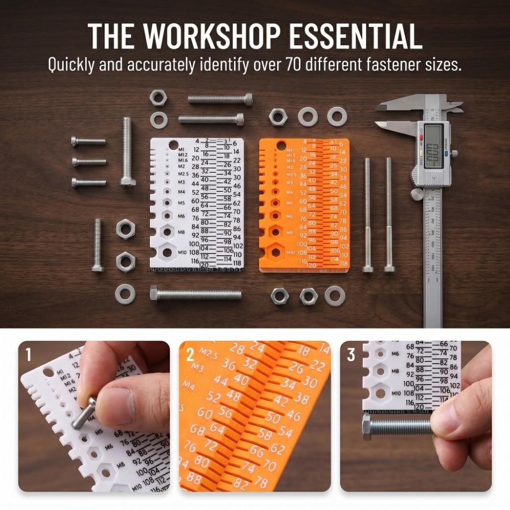 Easy Use Screw Measuring Tool M1-M10 Specifications Size Gauge Thread Checker  Hardware Use