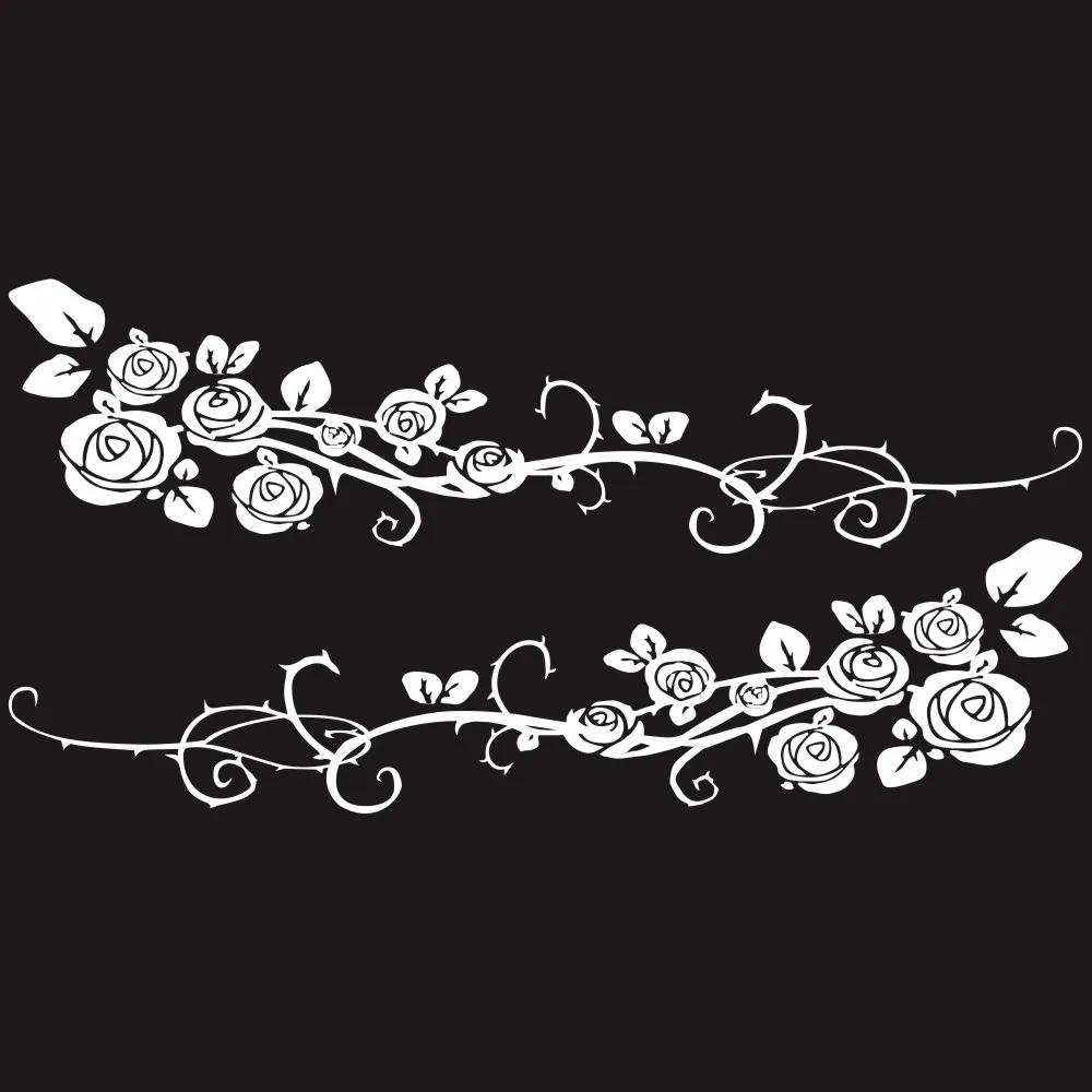 2pcs/lot 2Sides Door Vinyl Car Sticker Art Design Floral Pattern Stylish Decoration Modified Rose Flower Vine Car Decal Stickers