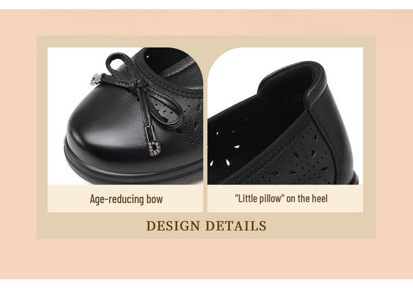 Red Dragonfly Women's Summer Slip-on Leather Sandals – Hollow, Breathable, Casual Shoes for Women and Moms.