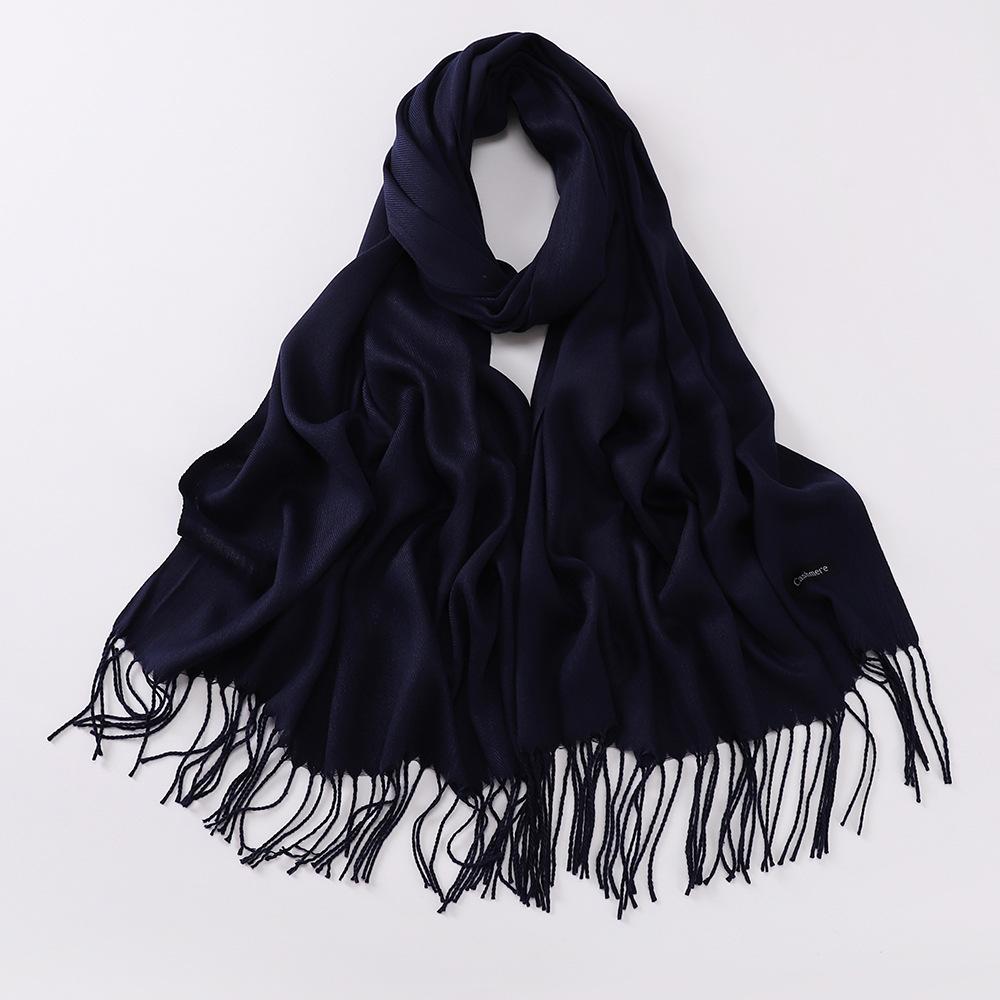 Autumn and Winter Multiple Solid Color Imitation Cashmere Scarves for Women, Single Color Thickened Warm Tassel Shawl Scarf, Scarf in Red