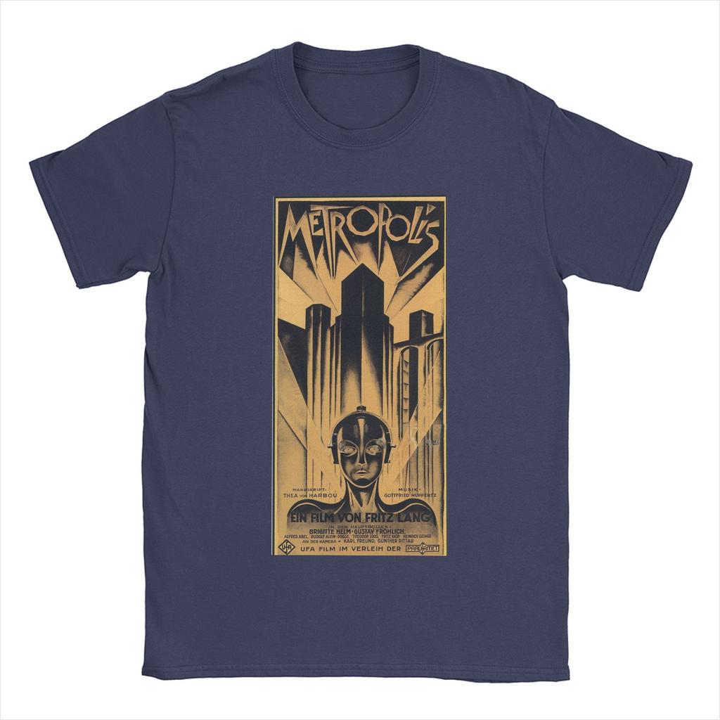 Neuheit Metropolis Fritz Lang Film T-Shirt für Herren O-Ausschnitt Baumwoll-T-Shirts Kurzarm-Tees Sommer-Tops