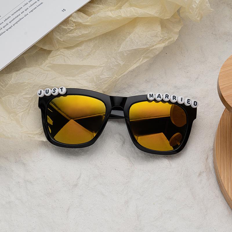 Custom Bridal and Prom Sunglasses: Black Unisex Letter Design