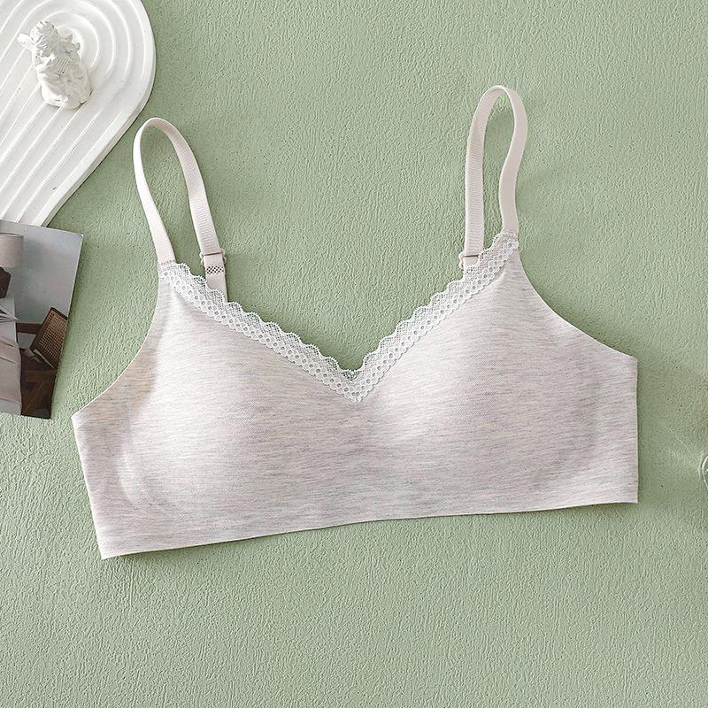 

Summer jelly glue development period fixed cup no steel ring junior high school Shaowen bra comfortable new 38/85ab through cup сірий колір