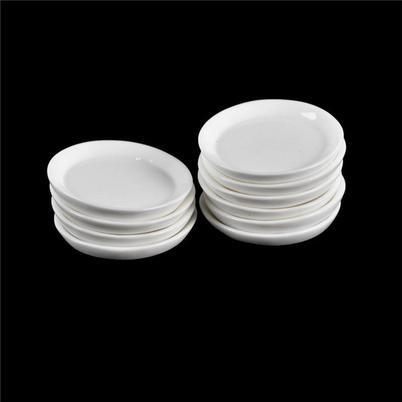 10Pcs Dollhouse Miniature Resin Trays Plates Doll Mini Food Dishes Tableware