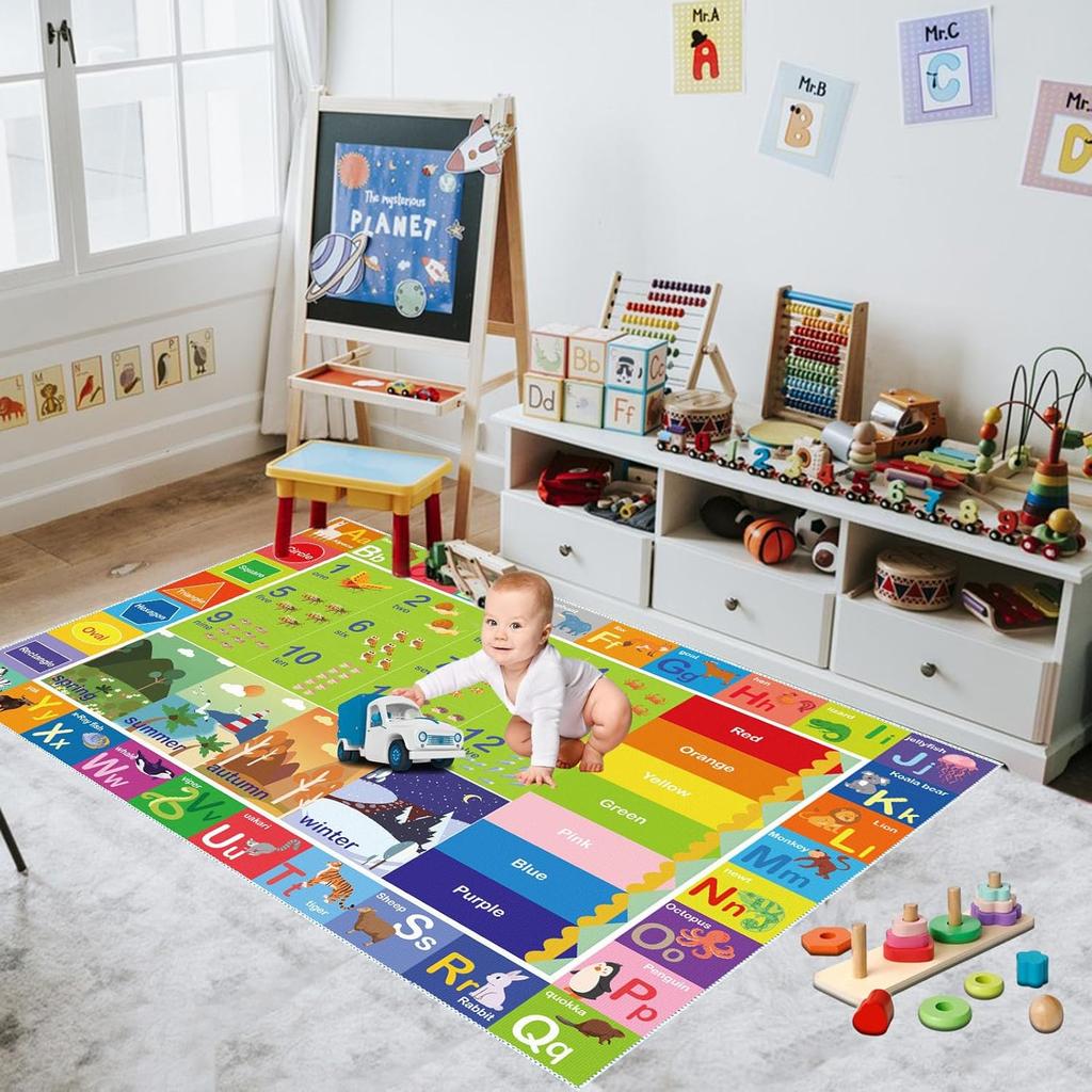 ABC Rug for Kids Playroom,Toddler Alphabet Mats Washable for Baby Area,Classroom,Play Room,Floor,Nursery (2.6×4ft /31×47in)