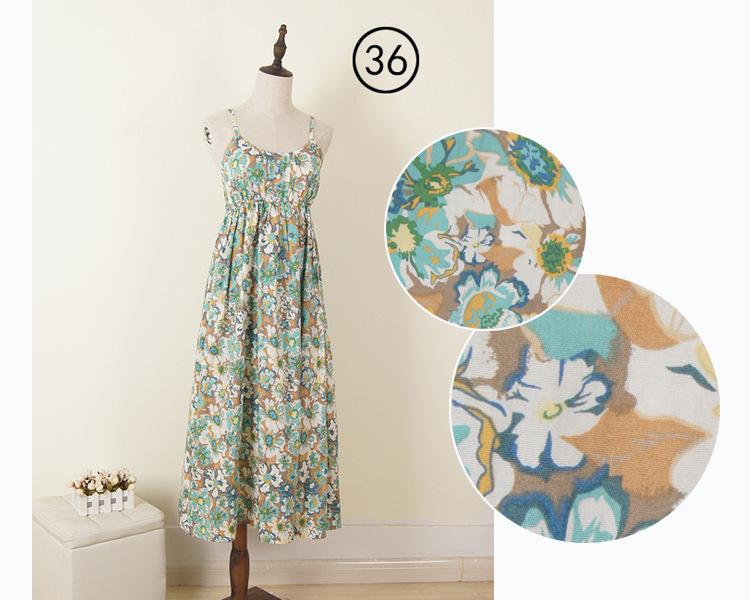 Johnature Summer Spaghetti Strap Sexy Loose Bohemia Beach Vacation Long Dresses Women High Waist Casual Dress