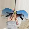 New Irregular Rimless Sunglasses Women Brand Designer Alloy Frame Oversize Gradient Sun Glasses Fashion Female Clear Shades
