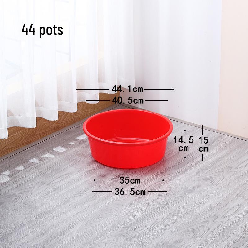 Extra Thick Red Plastic Washbasin - Large Round Household Basin