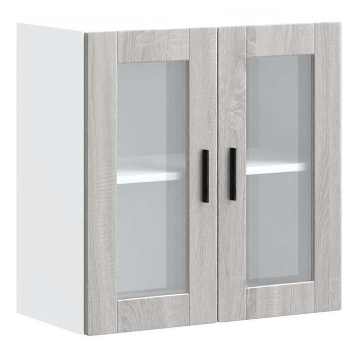VidaXL Armoire murale de cuisine avec porte en verre Porto sonoma gris 854153