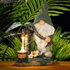 Garden Ornaments Outdoor  Funny Gnome Pumping Water with Solar Lights for Garden Decorations, Waterproof Resin Flocked Statues