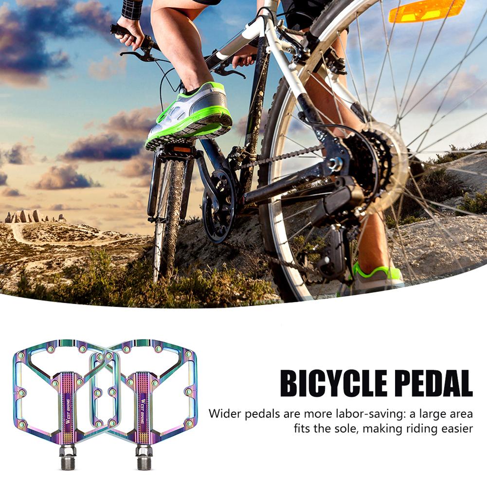WEST BIKING Aluminum Alloy Footboard Hollow Anti-skid Bearing Mountain Bike MTB Foot Pedals Smooth Bearing Bike Part Accessories