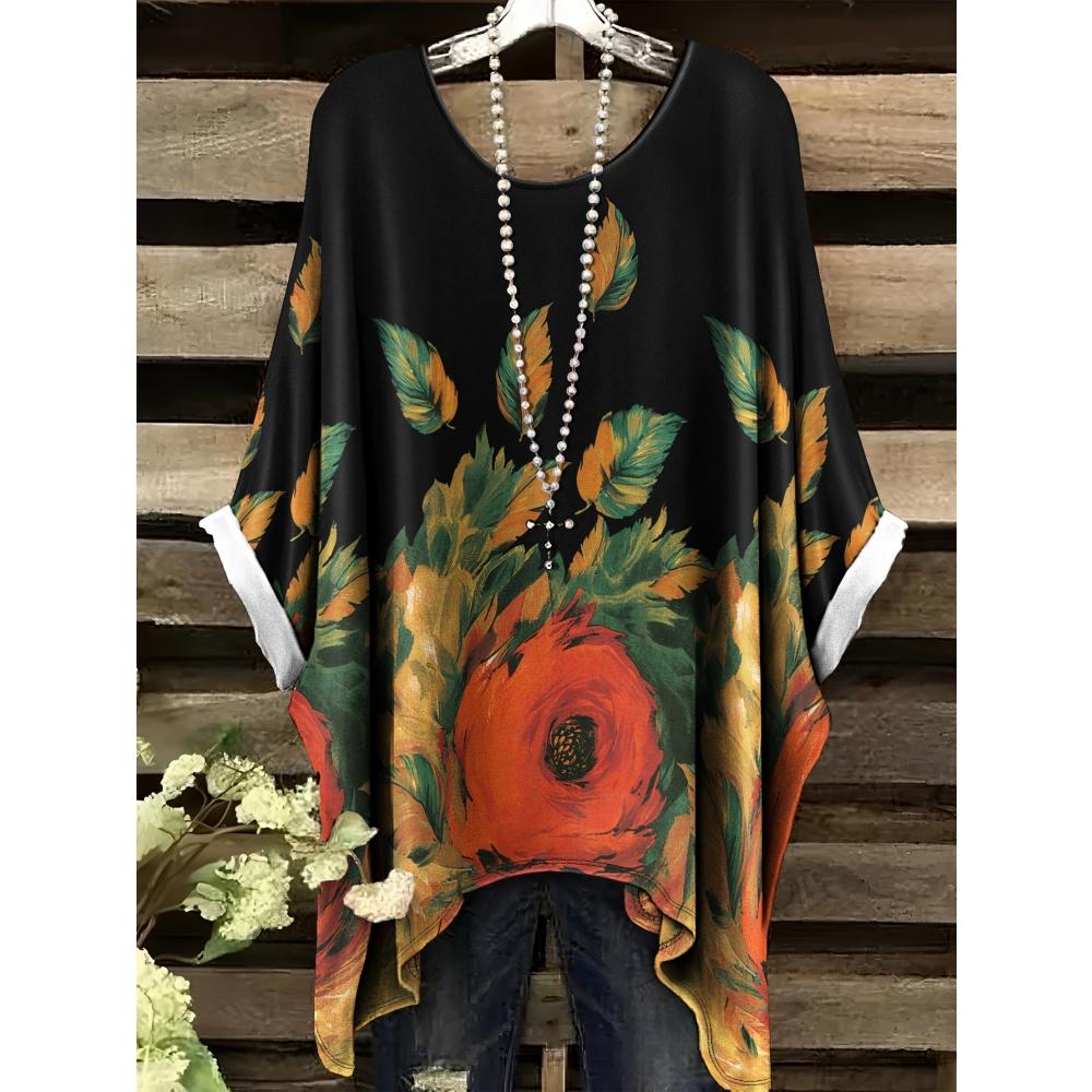 Sommer Elegante Frau Blumenprint Oberteil Vintage Rundhals Damen Kurzarm Y2k Grafik T-Shirt Mode Y2k Kleidung Frau 2025