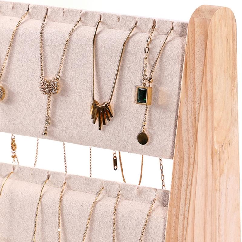 Wood Jewelry Display Stand Rack Functional Wood Jewelry Display Shelf Effective Pendant Accessory Storage Holder