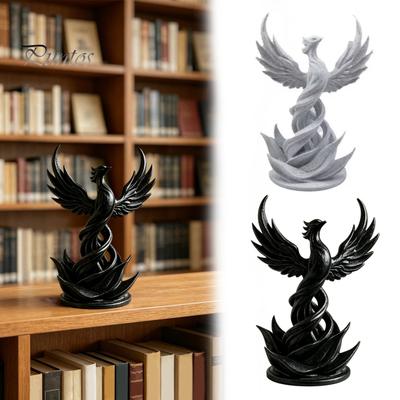 Spelrumsinredning Fenix Uppstigande Skulptur, 3D-printad Fågelfigur, Mytisk Varelse Figur Dekor med Vingar för Skrivbord, Arbetsrum,