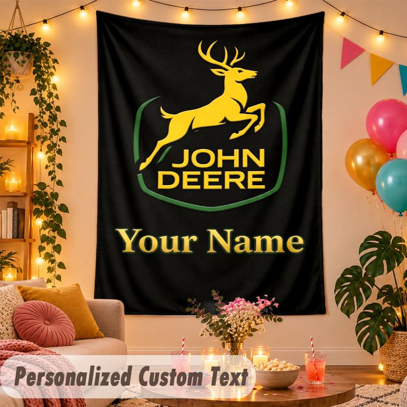 John Deere Personalisierte Wandteppich Benutzerdefinierter Name Text Polyester Hängende Dekoration Haus Zimmer