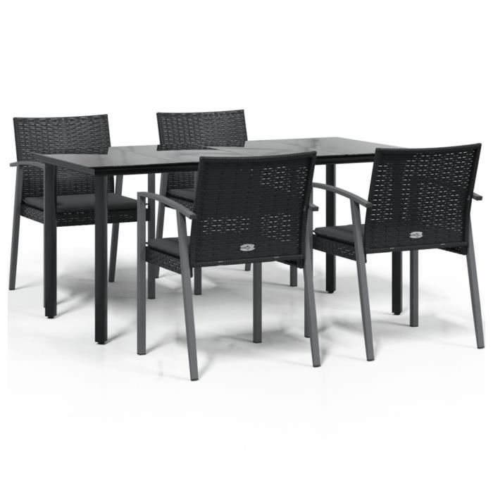 VidaXL Ensemble à manger de jardin 5 pcs coussins résine tressée acier 3186995