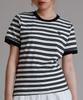 LIKE THE MOST Double Stripe Color Block Short Sleeve T-Shirt_White