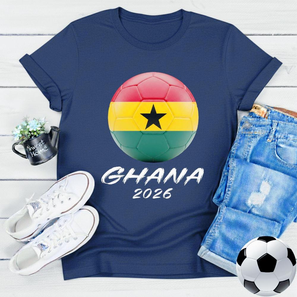Patriotisches Ghana 2026 Grafik-T-Shirt Ghanaianischer Sportfan-Tee Fußball-Partyartikel Kleidung Herren Damen Sommer Freizeit Baumwoll-Oberteile