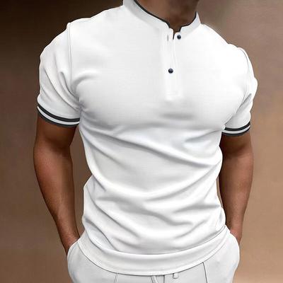 Summer Short Sleeve Round Neck Button Down Men's Casual Top Polo Shirt