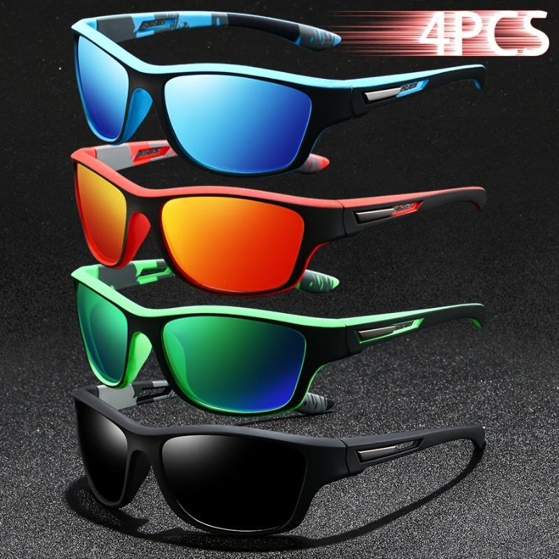 

4 Piece Set Of Men S And Women S Sports Fashion Glasses Retro Style Multi-Color Lenses Suitable For Outdoor Activities
