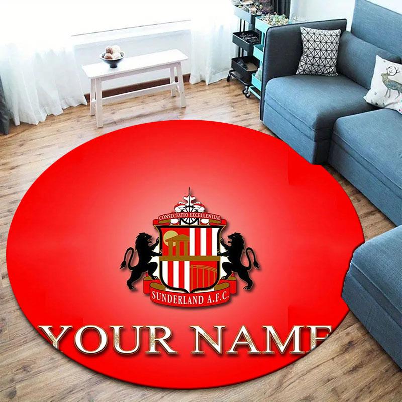 Sunderland A.F Custom Name Round Area Rug,Carpet Rug for Living Room Bedroom Sofa Playroom Decor,Non-slip Floor Mat