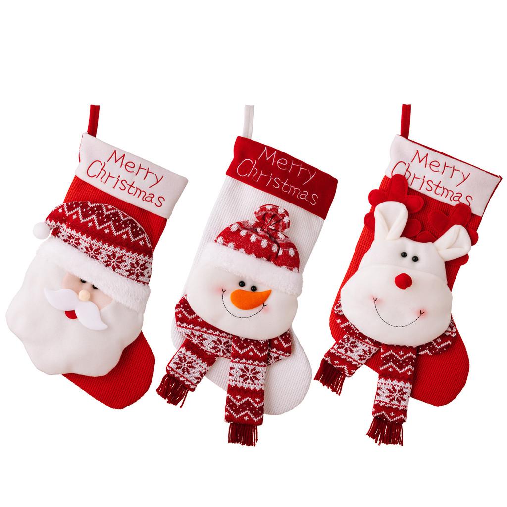 3d Cozy Holiday Christmas Stockings Featuring Santa Reindeer And Snowman Kids For